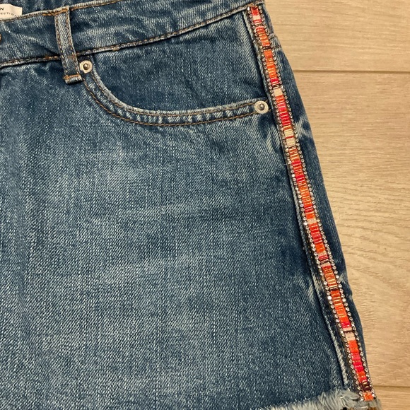 Zara Denim Skort Rhinestone Trim 4 - Picture 3 of 3